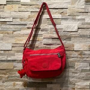 Kipling Red Nina Crossbody | Y2K Vintage Nylon Bag, Original Monkey Charm